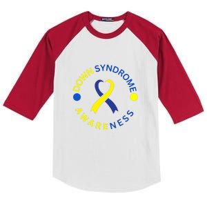 Ribbon Down Right Perfect Down Syndrome Awareness Gift Kids Colorblock Raglan Jersey