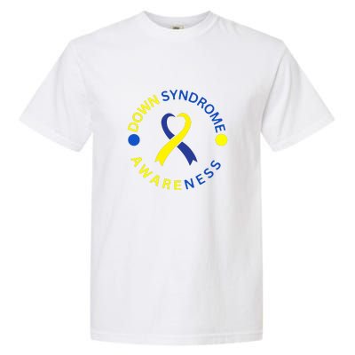 Ribbon Down Right Perfect Down Syndrome Awareness Gift Garment-Dyed Heavyweight T-Shirt