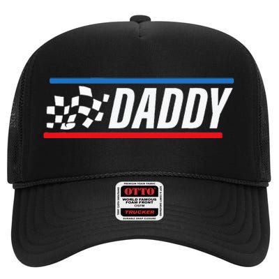 Racing Dad Race Car Pit Crew Birthday gifts for dad High Crown Mesh Back Trucker Hat