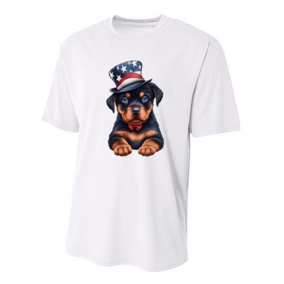 Rottweiler Dog Rottie Puppy USA Flag Cute Rottweilers Dogs Performance Sprint T-Shirt