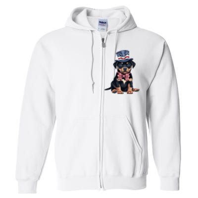 Rottweiler Dog Rottie Puppy USA Flag Cute Rottweilers Dogs Full Zip Hoodie