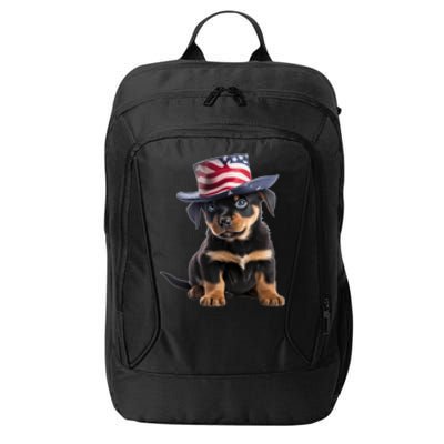 Rottweiler Dog Rottie Puppy USA Flag Cute Rottweilers Dogs City Backpack