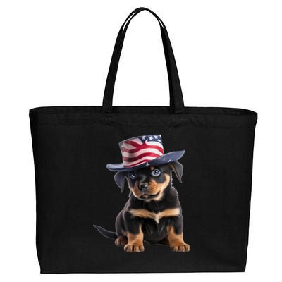 Rottweiler Dog Rottie Puppy USA Flag Cute Rottweilers Dogs Cotton Canvas Jumbo Tote