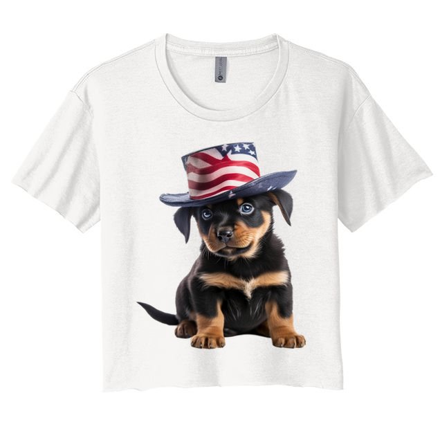 Rottweiler Dog Rottie Puppy USA Flag Cute Rottweilers Dogs Crop Top