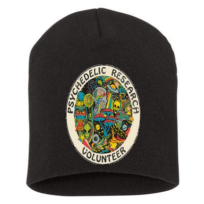 Retro Design Research Volunteer Psychedelic Mushroom Vintage Short Acrylic Beanie