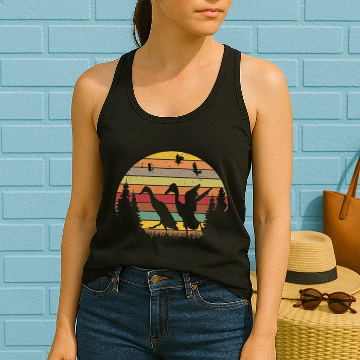 Running Duck Retro Runner Duck Vintage Womens Tank Top