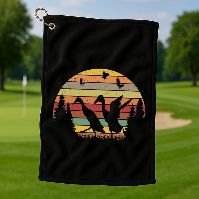 Running Duck Retro Runner Duck Vintage Golf Towel