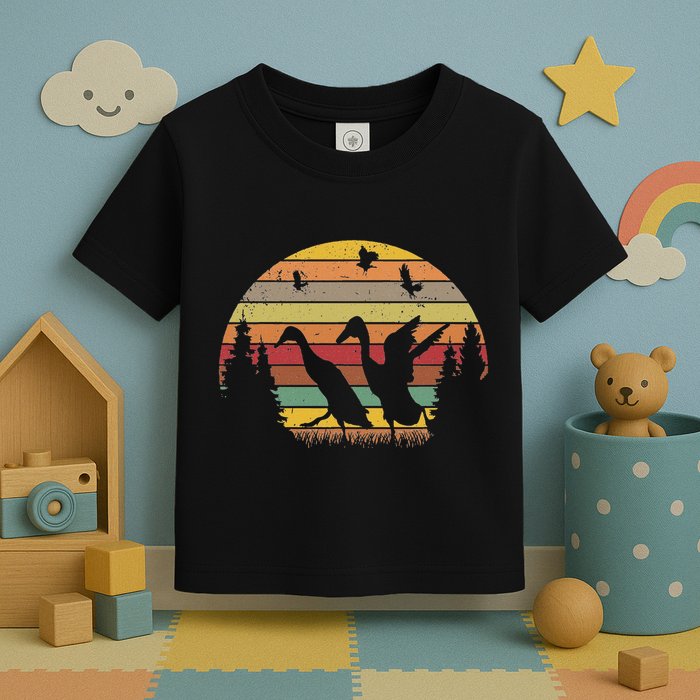 Running Duck Retro Runner Duck Vintage Toddler T-Shirt