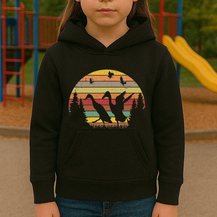 Running Duck Retro Runner Duck Vintage Kids Hoodie