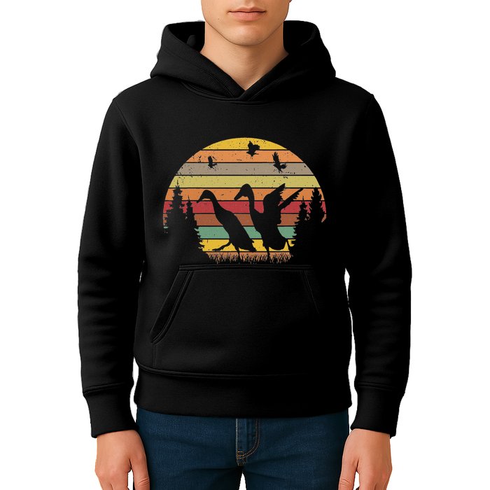 Running Duck Retro Runner Duck Vintage Kids Hoodie