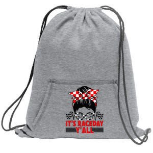 Race Day Ready Checkered Flag Racing Messy Bun Headband Sweatshirt Cinch Pack Bag