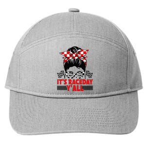 Race Day Ready Checkered Flag Racing Messy Bun Headband 7-Panel Snapback Hat