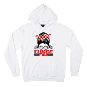 Race Day Ready Checkered Flag Racing Messy Bun Headband Hoodie