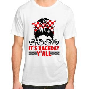 Race Day Ready Checkered Flag Racing Messy Bun Headband Adult ChromaSoft Performance T-Shirt