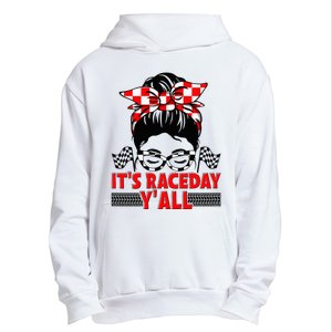 Race Day Ready Checkered Flag Racing Messy Bun Headband Urban Pullover Hoodie