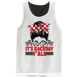 Race Day Ready Checkered Flag Racing Messy Bun Headband Mesh Reversible Basketball Jersey Tank