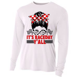 Race Day Ready Checkered Flag Racing Messy Bun Headband Cooling Performance Long Sleeve Crew