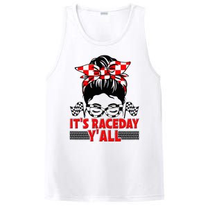 Race Day Ready Checkered Flag Racing Messy Bun Headband PosiCharge Competitor Tank