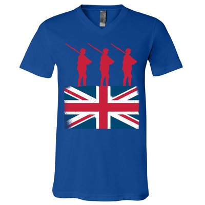 Remembrance Day Remember The Fallen British Flag Veteran Gift V-Neck T-Shirt