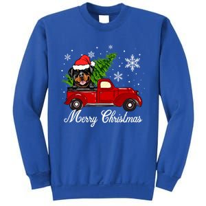 Rottweiler Dog Riding Red Truck Christmas Decoration Pajama Funny Gift Sweatshirt