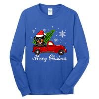 Rottweiler Dog Riding Red Truck Christmas Decoration Pajama Funny Gift Tall Long Sleeve T-Shirt