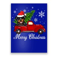 Rottweiler Dog Riding Red Truck Christmas Decoration Pajama Funny Gift Poster