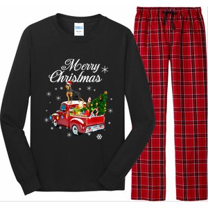 Rottweiler Dog Riding Red Truck Christmas Tree Xmas Dog Funny Gift Long Sleeve Pajama Set