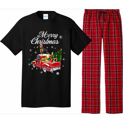 Rottweiler Dog Riding Red Truck Christmas Tree Xmas Dog Funny Gift Pajama Set