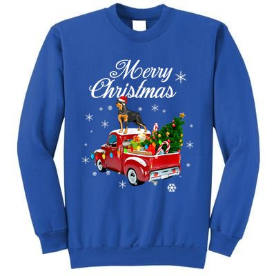 Rottweiler Dog Riding Red Truck Christmas Tree Xmas Dog Funny Gift Sweatshirt