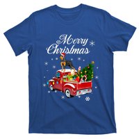 Rottweiler Dog Riding Red Truck Christmas Tree Xmas Dog Funny Gift T-Shirt