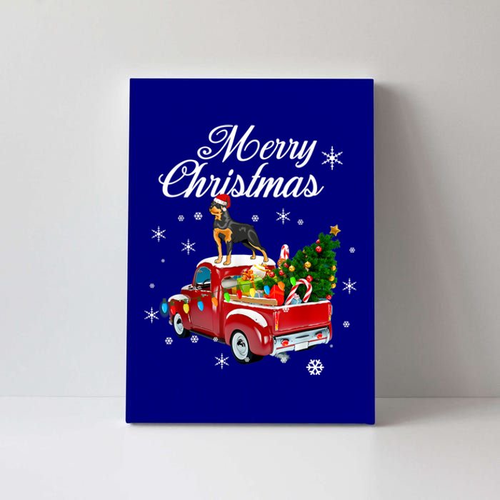 Rottweiler Dog Riding Red Truck Christmas Tree Xmas Dog Funny Gift Canvas