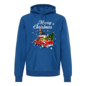 Rottweiler Dog Riding Red Truck Christmas Tree Xmas Dog Funny Gift Premium Hoodie