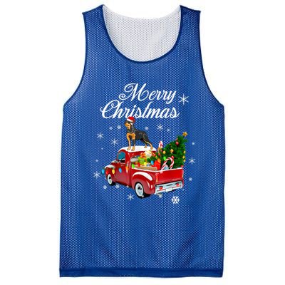 Rottweiler Dog Riding Red Truck Christmas Tree Xmas Dog Funny Gift Mesh Reversible Basketball Jersey Tank