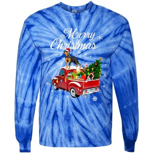 Rottweiler Dog Riding Red Truck Christmas Tree Xmas Dog Funny Gift Tie-Dye Long Sleeve Shirt