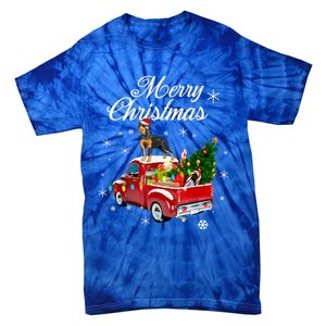 Rottweiler Dog Riding Red Truck Christmas Tree Xmas Dog Funny Gift Tie-Dye T-Shirt