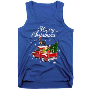 Rottweiler Dog Riding Red Truck Christmas Tree Xmas Dog Funny Gift Tank Top