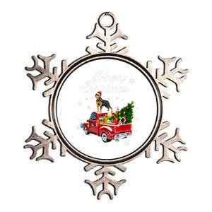 Rottweiler Dog Riding Red Truck Christmas Tree Xmas Dog Funny Gift Metallic Star Ornament