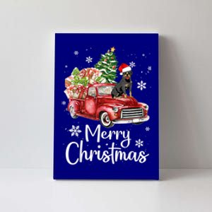 Rottweiler Dog Riding Red Truck Christmas Tree Xmas Dog Cute Gift Canvas