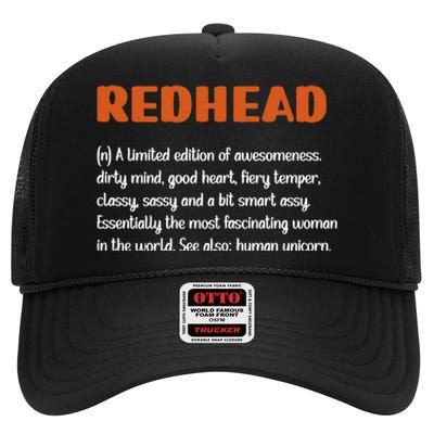 Redhead Definition RedHaired Woman Redhead Red Hair High Crown Mesh Back Trucker Hat