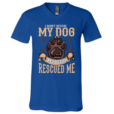 Rescue Dog Rescued Me Funny Gift V-Neck T-Shirt