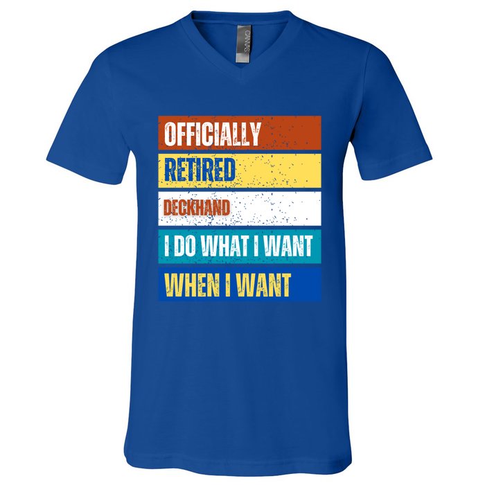 Retired Deckhand Retiret Funny Retired Deckhand Funny Gift V-Neck T-Shirt