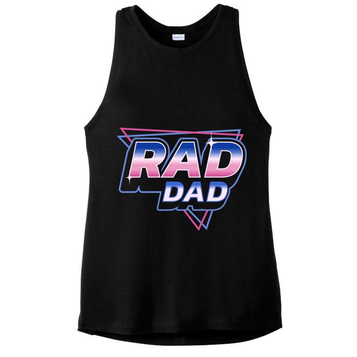Rad Dad Retro Vintage 80s Synthwave Ladies PosiCharge Tri-Blend Wicking Tank