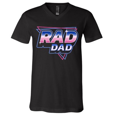 Rad Dad Retro Vintage 80s Synthwave V-Neck T-Shirt