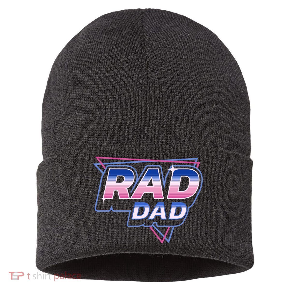 Rad Dad Retro Vintage 80s Synthwave Sustainable Knit Beanie