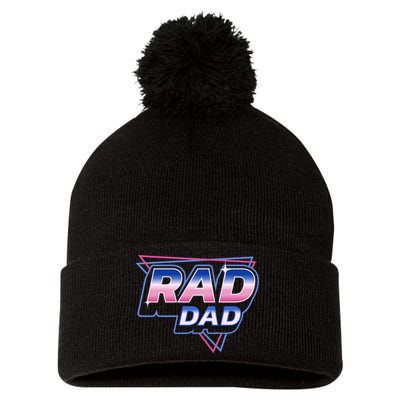 Rad Dad Retro Vintage 80s Synthwave Pom Pom 12in Knit Beanie