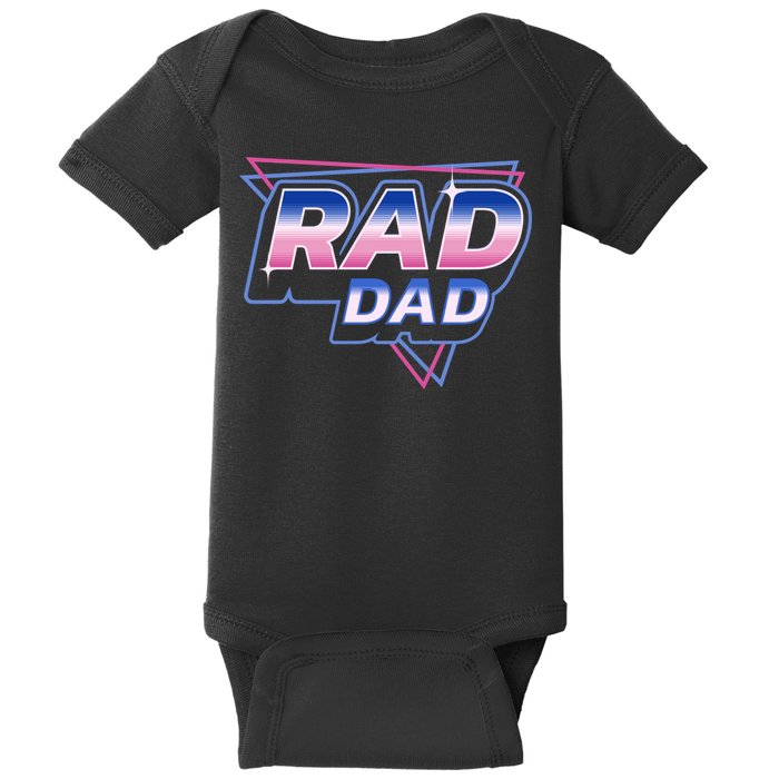 Rad Dad Retro Vintage 80s Synthwave Baby Bodysuit