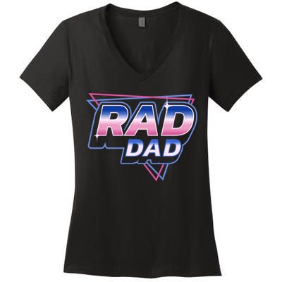 Rad Dad Retro Vintage 80s Synthwave Women's V-Neck T-Shirt