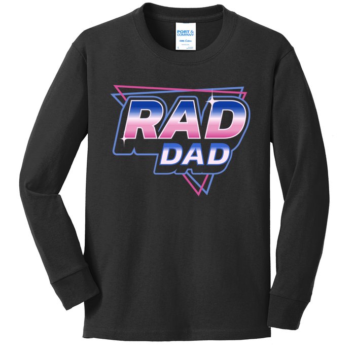 Rad Dad Retro Vintage 80s Synthwave Kids Long Sleeve Shirt