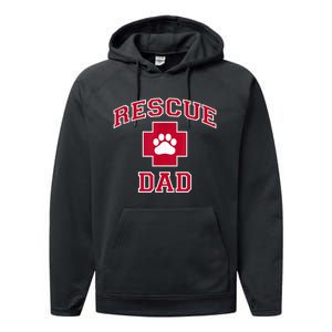 Rescue Dad Rescue Dog Or Cat Lover Performance Fleece Hoodie