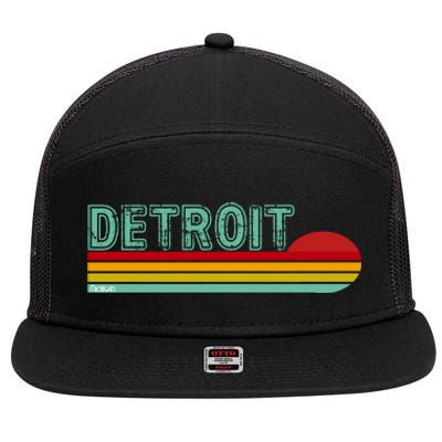 Retro Detroit Sunset Logo 7 Panel Mesh Trucker Snapback Hat